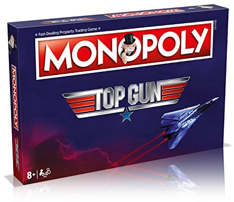 Winning Moves Top Gun Monopoly-Brettspiel, wählen Sie Ihren individuellen Lieblings-Token und steigen Sie zu Cougar, Hollywood, Gans und Iceman, sehen Sie cool aus als Maverick in Fliegern, tolles