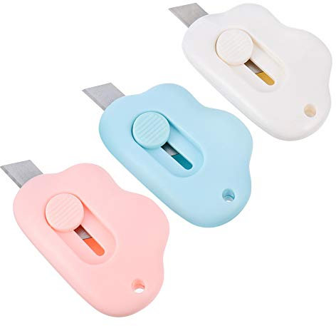 VILLCASE 6Pcs Mini Utility Messer Box Cutter Einziehbarer Brieföffner Edelstahl Paketöffner Einziehbarer Cutter (Zufällige Farbe)