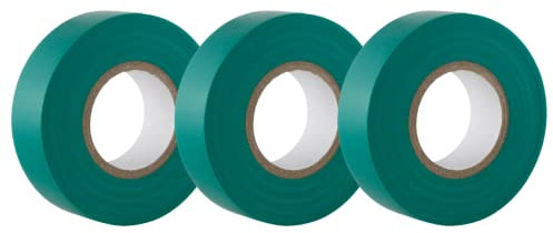 GTSE - Nastro isolante verde - 19 mm x 20 m - Robusto ed autoadesivo - Per proteggere, unire e riparare cavi - 3 rotoli