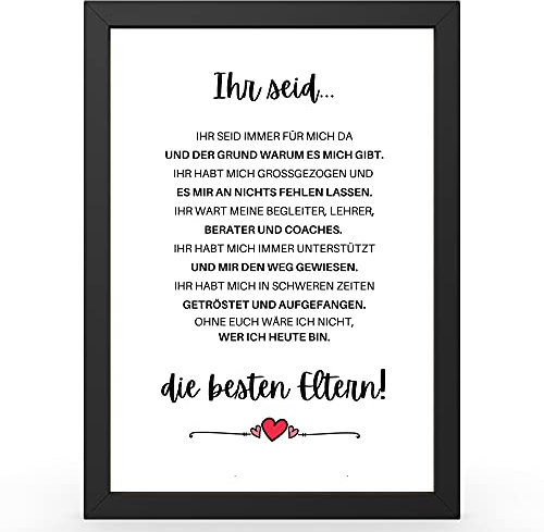 Urhome Kunstdruck Definition Die besten Eltern in DIN A3 A4 A5 optional mit Rahmen Schwarz Weiß - Worterklärung wie im Duden als Wanddeko Poster Deko Wandbild mit Spruch für Wohnung Familie Geschenk