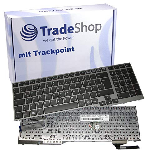 Trade-Shop Original Laptop Tastatur QWERTZ für Fujitsu LifeBook E753, E754, E756, E554, E557 / mit Rahmen, mit TrackPoint, Deutsches Tastaturlayout DE