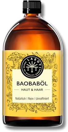 LASOYI Baobaböl (100 ml) unraffiniert, kaltgepresst, Wildsammlung, in der Glasflasche & fair gehandeltes Baobab Öl Körperöl