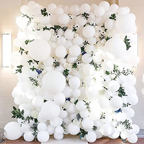 PartyWoo Luftballon Weiß, 102 Stück Ballon Girlande Weiß Satz von Ballons Weiß 18 Zoll 12 Zoll 10 Zoll 5 Zoll, Luftballon Girlande Weiß für Deko Geburtstag, Deko Babyparty, Deko Hochzeit, Partydeko