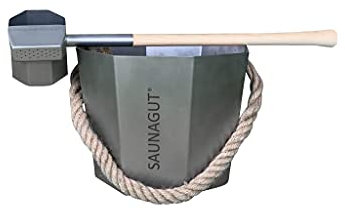 SAUNAGUT® Edelstahl- Eimer mit der REGENKELLE® im Set! (Klein, Ahorn)