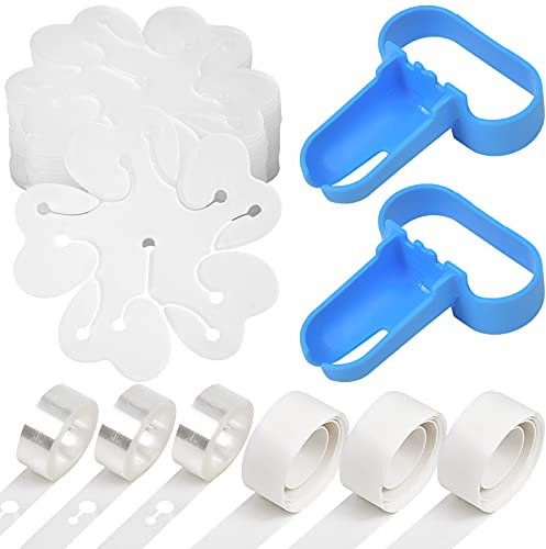 Ballonbogen Ballongirlande Kit, 20 Blumenclips Ringclips, 2 Bindeknoten Werkzeug, 3 Rollen 5 m Ballon Band Streifen, 300 Ballons Kleber für Party Hochzeit Geburtstag Deko