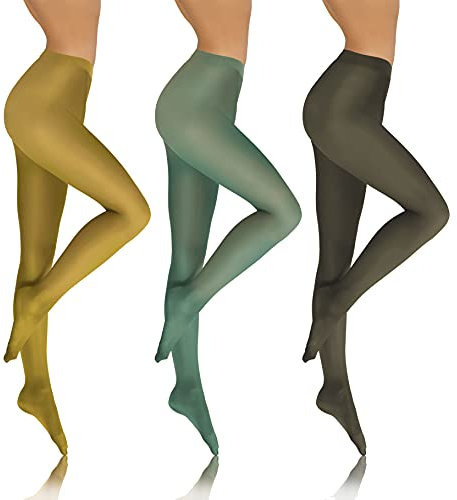 sesto senso 3 paires Collant Femme Opaque 70 Den Microfibre Jaune moutarde Vert clair Kaki 3 M SET 6