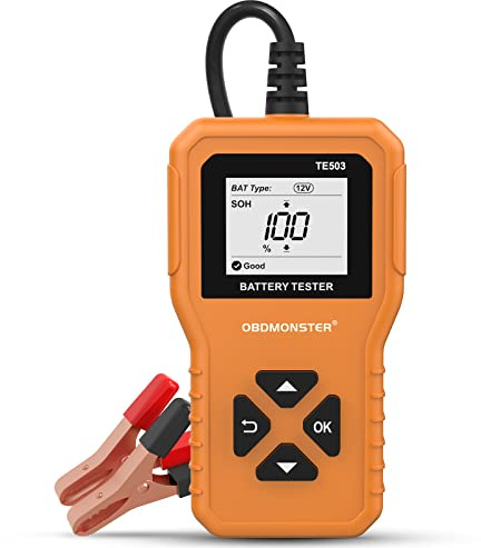 TE503 6V 12V 24V Car Battery Tester, 100-2000 CCA Voltage Tester 2Ah-220Ah Digital Auto Battery Analyzer Internal Resistance Tester Automotive Alternator for Cars/Trucks/Motorcycles/Boats (TE503)