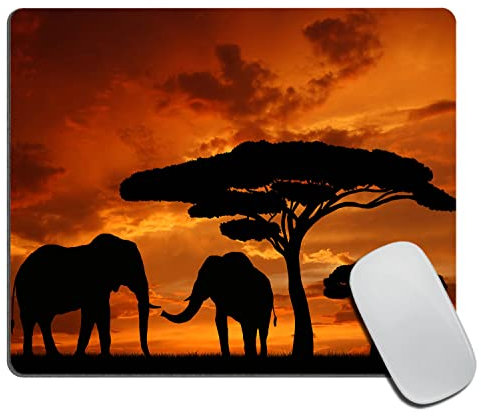 Mauspad, rechteckig, Mutter und Baby, afrikanische Elefanten, rutschfest, Gummi-Mauspad für Gaming, Büro, Laptop, Computer, PC, Männer, Frauen, Kinder, niedliches individuelles Muster