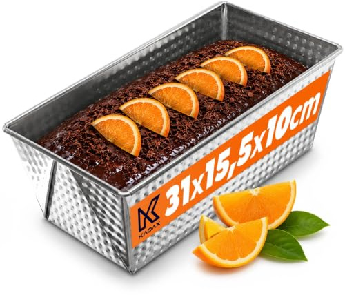 KADAX Baking Tin, Non-Stick Coated Sheet Metal Loaf Tin, Oblong Baking Tray in Various Sizes, Oven Narrow Loaf Pan for Bread, Brownie (31 x 15.5 cm, Silver)