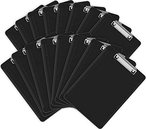 HERKKA Lot de 15 planchettes à pince en plastique pour bureau Noir Format lettre A4 31,8 x 22,9 cm