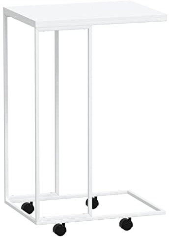 vidaXL Beistelltisch Couchtisch Kaffeetisch Wohnzimmertisch Sofatisch Telefontisch Tisch Teetisch Wohnzimmer mit Rollen Weiß 40x30x63,5 cm Holzwerkstoff