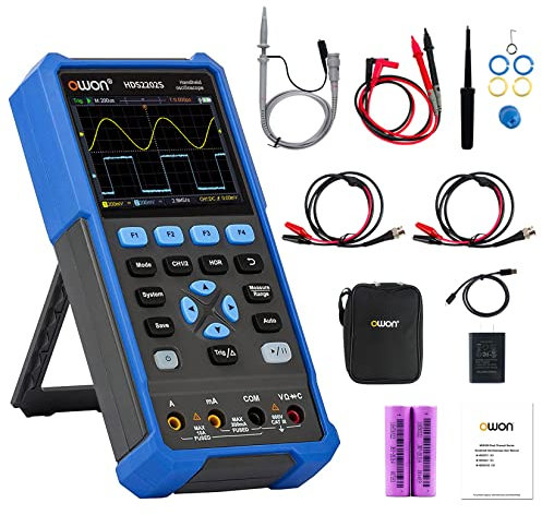 OWON HDS2202S Oscilloscopio 3 in 1 Oscilloscopio per PC portatile professionale da 200 MHz, multimetro digitale da 20000 conteggi Display LCD da 3,5 pollici Strumento di test universale