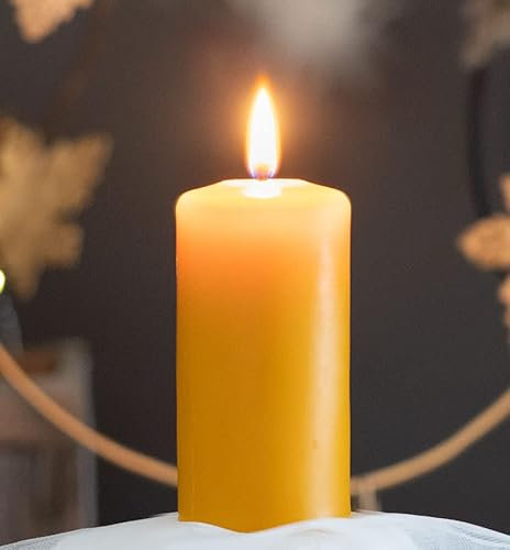 tea4chill Bienenwachskerze aus 100% Bienenwachs, Honigkerze, Stumpen Kerze 4,5x8,5cm, handgefertigt