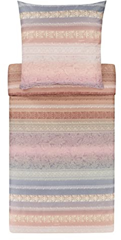Bassetti MONREALE Bettwäsche + 1 Kissenhülle aus 100% Baumwollsatin in der Farbe Sand M1, Maße: 155x220 + 1 K 80x80 cm - 9321846