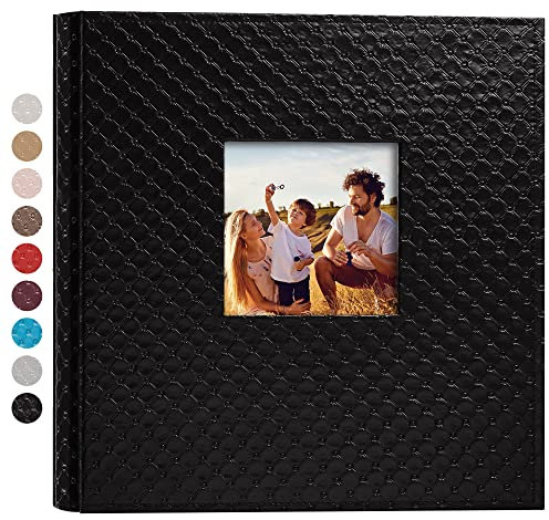 Mublalbum Álbum de fotos de cuero de 4 x 6 pulgadas, 1000 fotos, gran capacidad, con 1000 bolsillos horizontales y verticales para bebé, boda, aniversario, familia (negro)