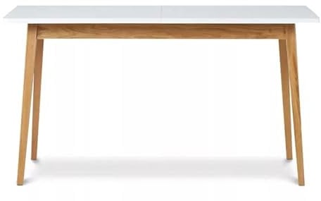 Konsimo Esstisch Ausziehbar Küchentisch - Esszimmertisch im Skandinavisch Stil - Tischbeine aus Massivholz - Esstisch für Küche Esszimmer und Wohnzimmer - 75x160-200x90cm - Weiß - Frisk Kollektion