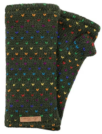 Damen Gestrickte Pulswärmer Stulpen Modell Ines Regenbogen Dunkelgrün 2 54R
