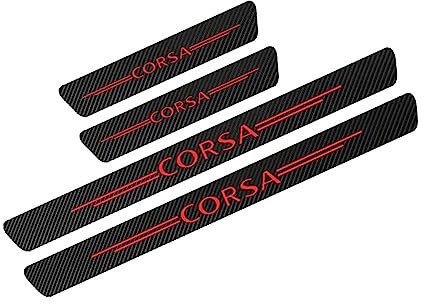 VOLDAX 4 StüCk Auto Kohlefaser TüRschweller Aufkleber, für Opel Corsa D A B C E F OPC Accessories 2021 2020 2019 2018 2017 Anti Kratz Schutzstreifen, Car Styling Kick Plates Schutz ZubehöR