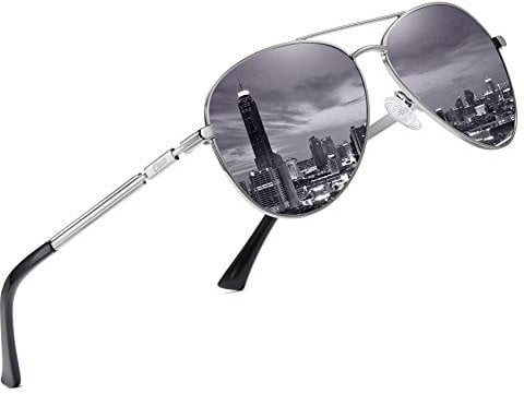 DUCO Classic Polarised Mirrored Pilot Sunglasses Mens Womens Vintage Polarized Sun Glasses Designer Shades 3025K (Silver,Grey)
