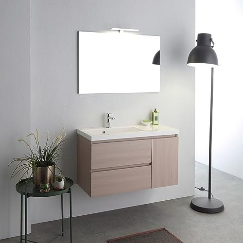 Kiamami Valentina Mobile bagno 90cm con lavabo in resina di marmo profondità 39cm Malaga