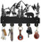 MAYJOYDIY Forest Deer Bear Key Holder for Wall 30×20cm Wood Forest Animal Mountain Key Hooks Hanger 5 Alloy Hooks Black Key Rack for Home Art Decor Entryway Front Door Gift