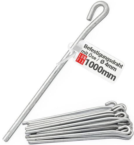 Befestigungsdraht 1000 mm 4mm 50 Stk DX51D-Stahl Z100 Schutzschicht | Öse, Ankerschnellabhänger, Durchmesser, Abhängedraht, abgehängte Decken