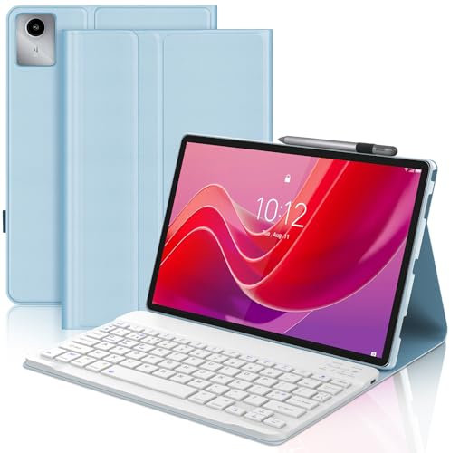Keyboard Case for Lenovo Tab M11 11, UK Layout Wireless Detachable Bluetooth Keyboard with Stand Cover and Pen Holder for Lenovo Tab M11 (TB330FU/TB330XU) 11 Inch 2024 Tablet, Sky Blue