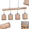 HOFSTEIN Pendelleuchte Soungou, moderne Hängelampe aus Holz/Metall/Leinen in Natur/Schwarz/Beige, 4-flammige Hängeleuchte im skandinavischen Design, Höhe max. 135 cm, 4 x E27, Esszimmer, Wohnzimmer