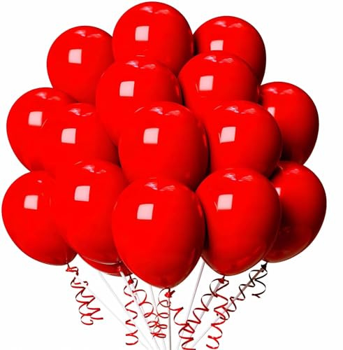 Luftballons Geburtstag [100 Stück] • 30cm Premium Ballons aus 100% Naturlatex • für Luft und Helium • Deko Dekoration Kindergeburtstag Partydeko Party, Farbe: Rot