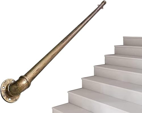 CATANK Treppengeländer-Handlauf Runder Antik-Messing-Treppenhandlauf Innen-Außengeländer, 1ft-20ft Schmiedeeiserner Handlauf für Treppen Badezimmerkorridor-Stützstange (Größe: 2ft/60cm)