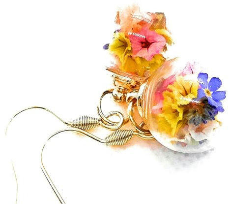 Echte gepresste Blüten Ohrringe Damen Schmuck Ohrschmuck Blume Geschenk Frühling Muttertag