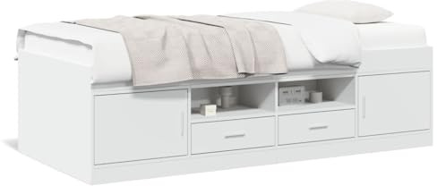NITCA Daybed with Drawers,Single Bed with Storage,Daybed, Trundle and Drawer, Cabin Bed,Single Guest Bed Sofa Bed,Engineered Wood, White 90x190 cm