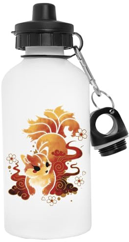 Kitsune Kawaii White Water Bottle Reusable Stainless Steel Flask