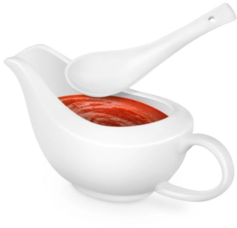 COLLBATH Ceramic Gravy Sauce Pot Gravy Boat Sauce Jug Spoon for Dipping Cup Seasoning Jar