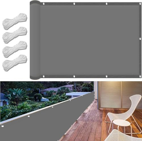 Segeltuch mit Ösen im Viele Größe Und Farben 70 x 240 cm,(Nach Mass) Markisenstoff 98% Uv Schutz Wasserabweisend, Windschutznetz Schattennetz,Für Terrasse Garten, Hellgrau