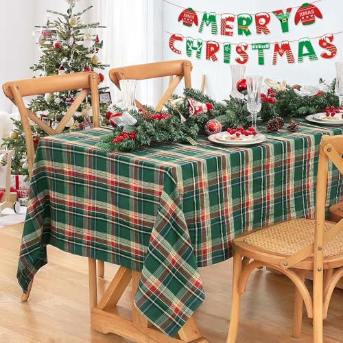 Tischdecke Kariert 140x210 cm Grün rechteckig Tischdecke für Party Picknick Outdoor Geburtstag Abendessen Deko