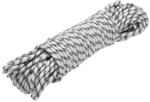 sourcing map Polypropylene Rope Diamond Braid Nylon Cord 3/8 98ft/30m High Strength for Indoor Outdoor Camping Boating Clothes Line - 9mm,White/Black