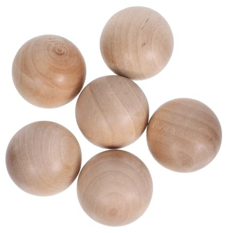 SHOWERORO 6pcs Wine Decanter Stopper Replacement Wooden Round Balls Unfinished Natural Wood Balls for DIY Projects Crafts and Decanter Top 40mm