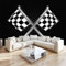 Papier Peint Panoramique Course Sous Drapeau À Damier Noir Et Blanc Poster Geant Mural 400x280 cm, pour Salon Chambre Chambre D'enfants Restaurant Décoration Murale