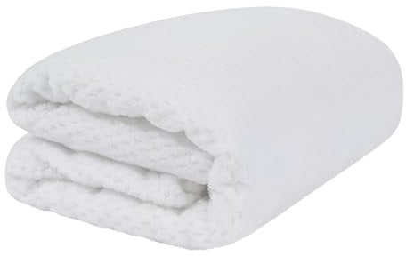 Dreamscene Sofa Throw Blanket, Soft Cosy Warm Honeycomb Waffle Fluffy Fleece Blanket for Bed King Size Fleece Throw Lightweight Faux Fur Bed Throws, White - 200 x 240cm