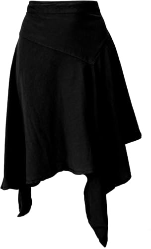 GURU SHOP Boho Zipfelrock aus Baumwolle, Midi, Weit geschnitten | Leichter, bequemer Elfenrock, elastischer Bund, ideal für heiße Tage, vielseitig kombinierbar.