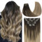 VINBAO Clip in Extensions Echthaar, 55cm 160g Dunkel Braun bis Chestnut Braun und Dirty Blonde Highlights Hair Extensions Remy Clip in Echthaar Extensions Clip in 7pcs 22 Zoll #2/6/18