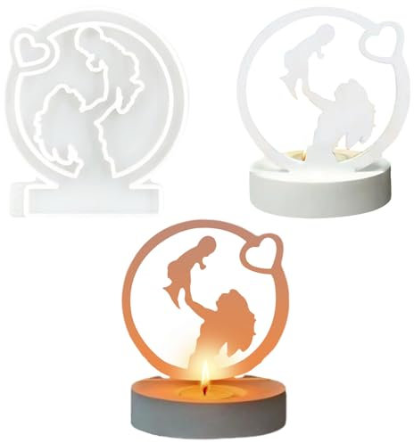 Silikonformen Gießformen Kerzenhalter - 3D Silikon Gießform für Mama Muttertag, Mutter Kind DIY Geschenke, Mutter Hebt Baby Kerzenformen