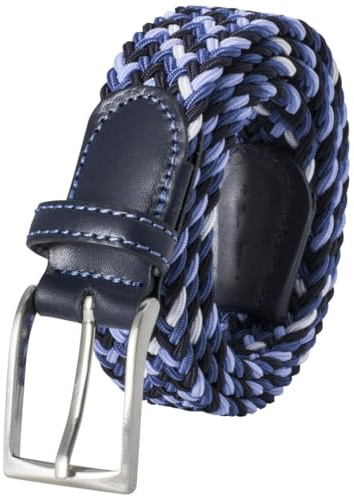 LINDENMANN Textil-Flechtgürtel Herren 35 mm Textilgürtel blau, Farbe/Color:blau, Size US/EU:Bundweite 120 cm Gesamtlänge 135 cm W 47.5 XXL