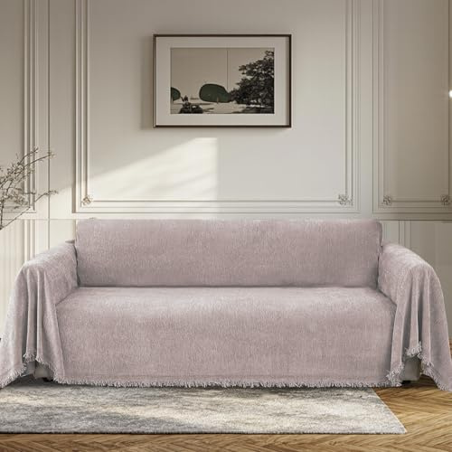 BellaHills Wasserdicht Chenille Sofa Überzug 1/2/3 Sitzer, Waschbar Weiche Couch Überzug Sofa Bezug für Wohnzimmer, Sofaüberwürfe L Form Möbelschutz für Hund Katze (Kamel, 180x300cm)