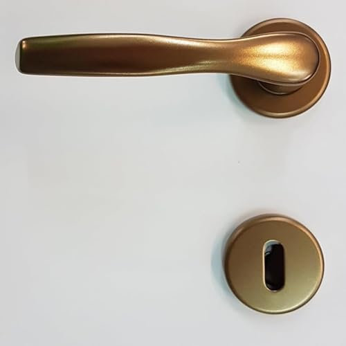 Brackle Coppia Maniglia per porte interne Milano satinata alluminio moderna (Bronzo)