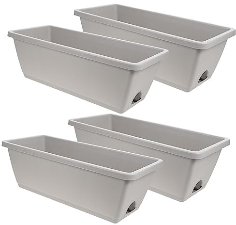 INOOMP 4 Set Vaso Per Cornice Della Finestra Domestica Vimini Fioriere Di Grandi Dimensioni Cestino Per Il Pane in Rattan Vaso Di Fiori Etichette Ciotola Schermo Pentola Resina Light Grey