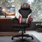 GTPLAYER Sedia Gaming con Poggiapiedi, Sedia da ufficio ergonomica con schienale in rete, Sedia da gioco in tessuto per casa e ufficio (rosso)
