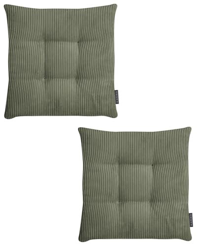 MAGMA 2er Set Inga Stuhlkissen ca. 35x35x5 cm Cordstoff (Dunkelgrün)