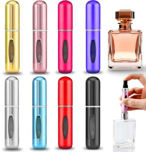 8 Stück Portable Parfum Zerstäuber für Unterwegs,5 ml parfümzerstäuber | Leak proof sealing design, delicate mist sensation, even mist release, no funnel, safe to carry around, multi-purpose